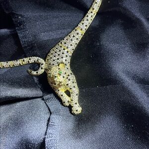 Gorgeous panther necklace. Silver plated, cubic zirconia